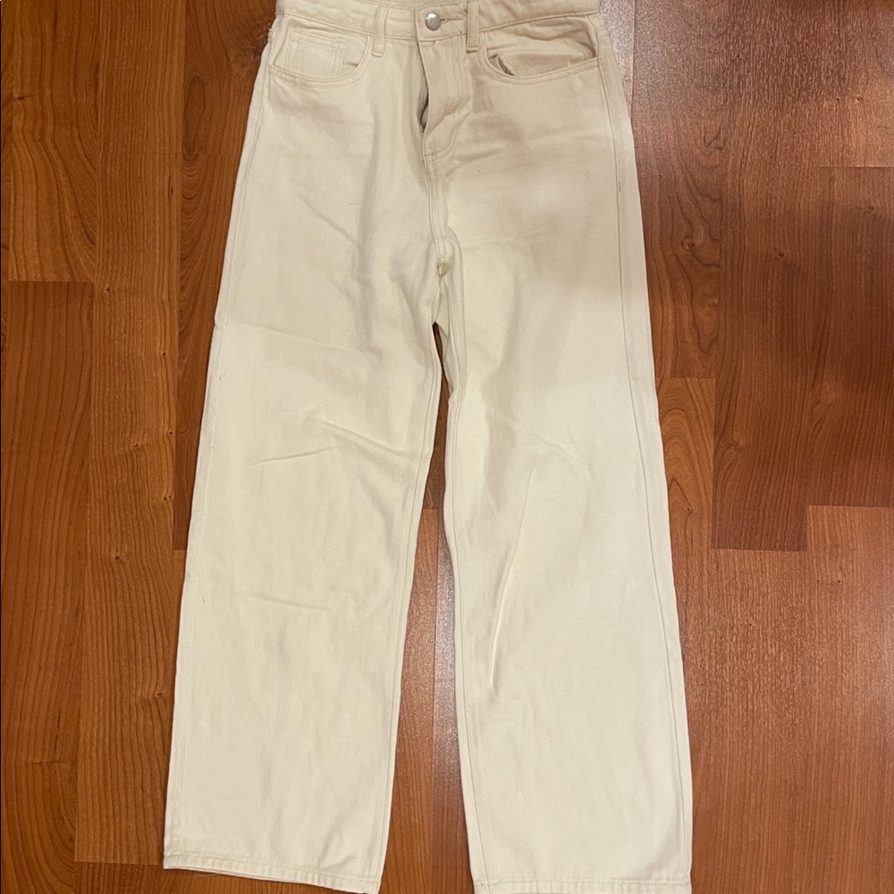 high rise white jeans